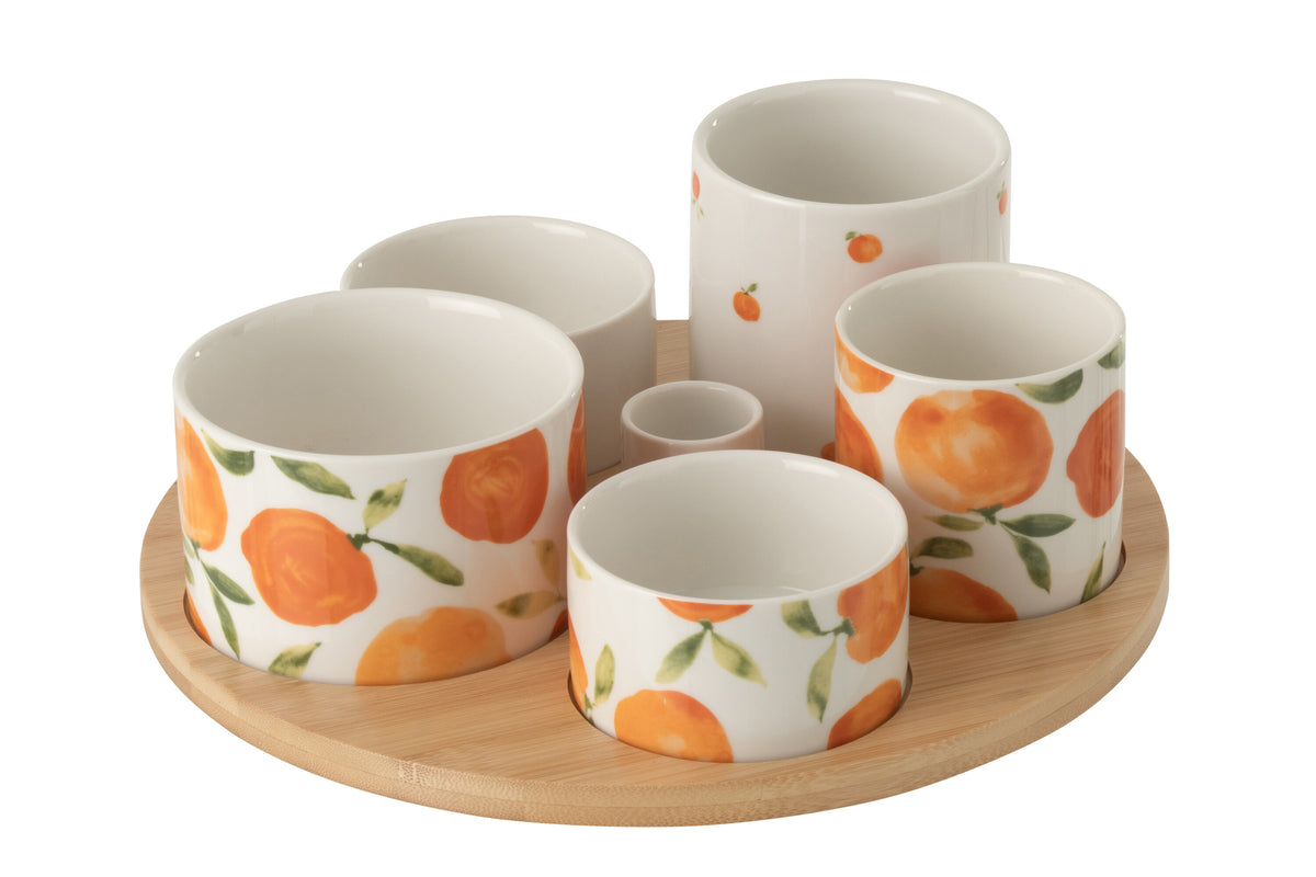 Appetizer Set Orange Ceramic White/Orange Large - Tuincentrum Lopik