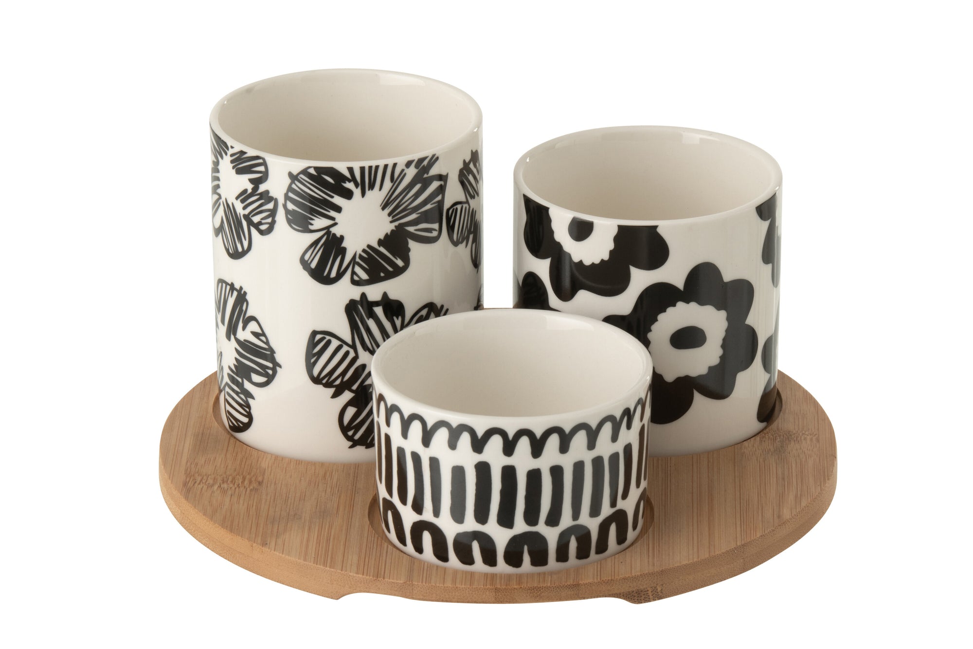 Appetizer Set Ceramic White/Black Small - Tuincentrum Lopik
