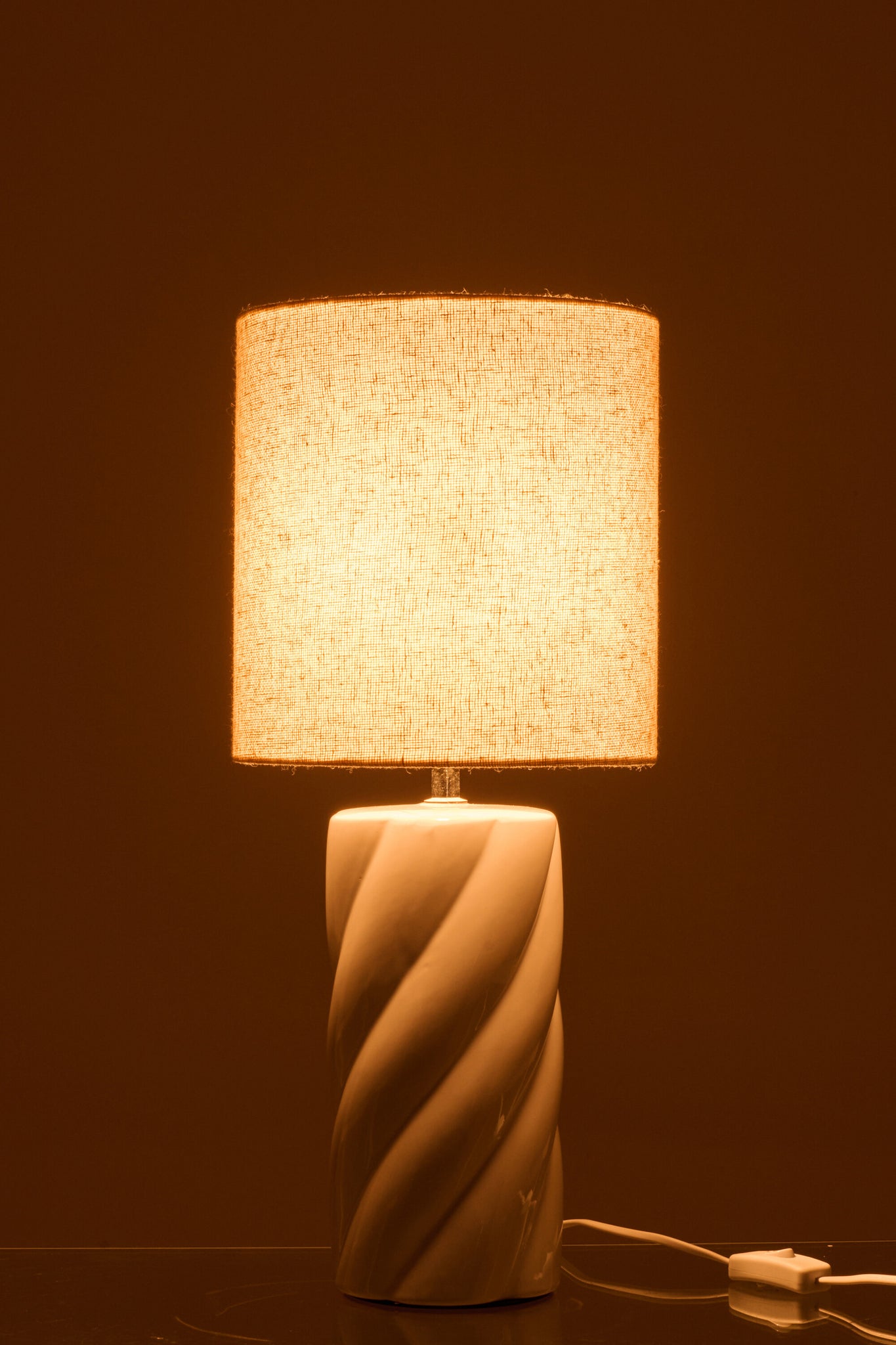 Table Lamp Swirl Ceramic White/Natural Large - Tuincentrum Lopik