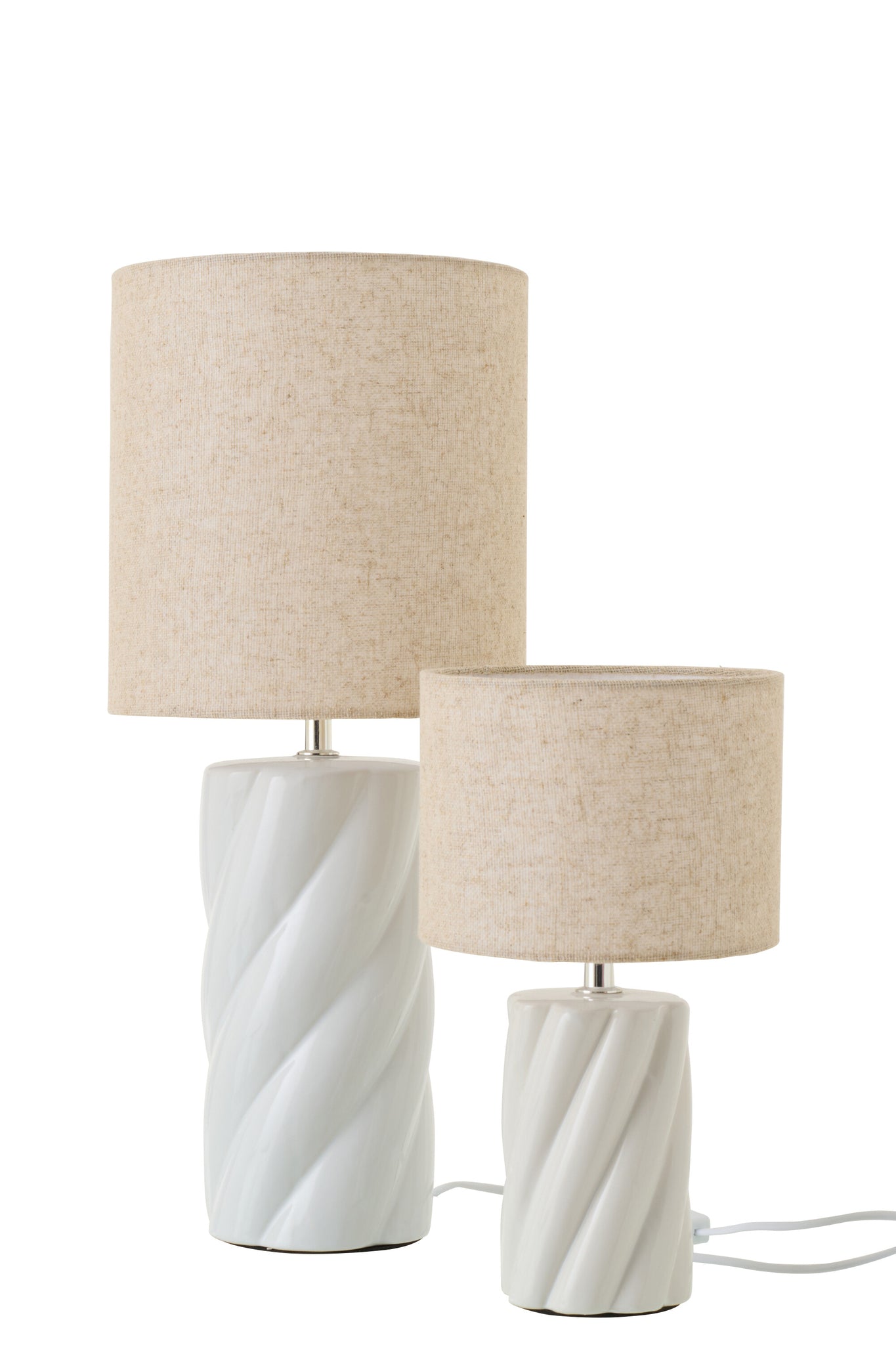 Table Lamp Swirl Ceramic White/Natural Large - Tuincentrum Lopik