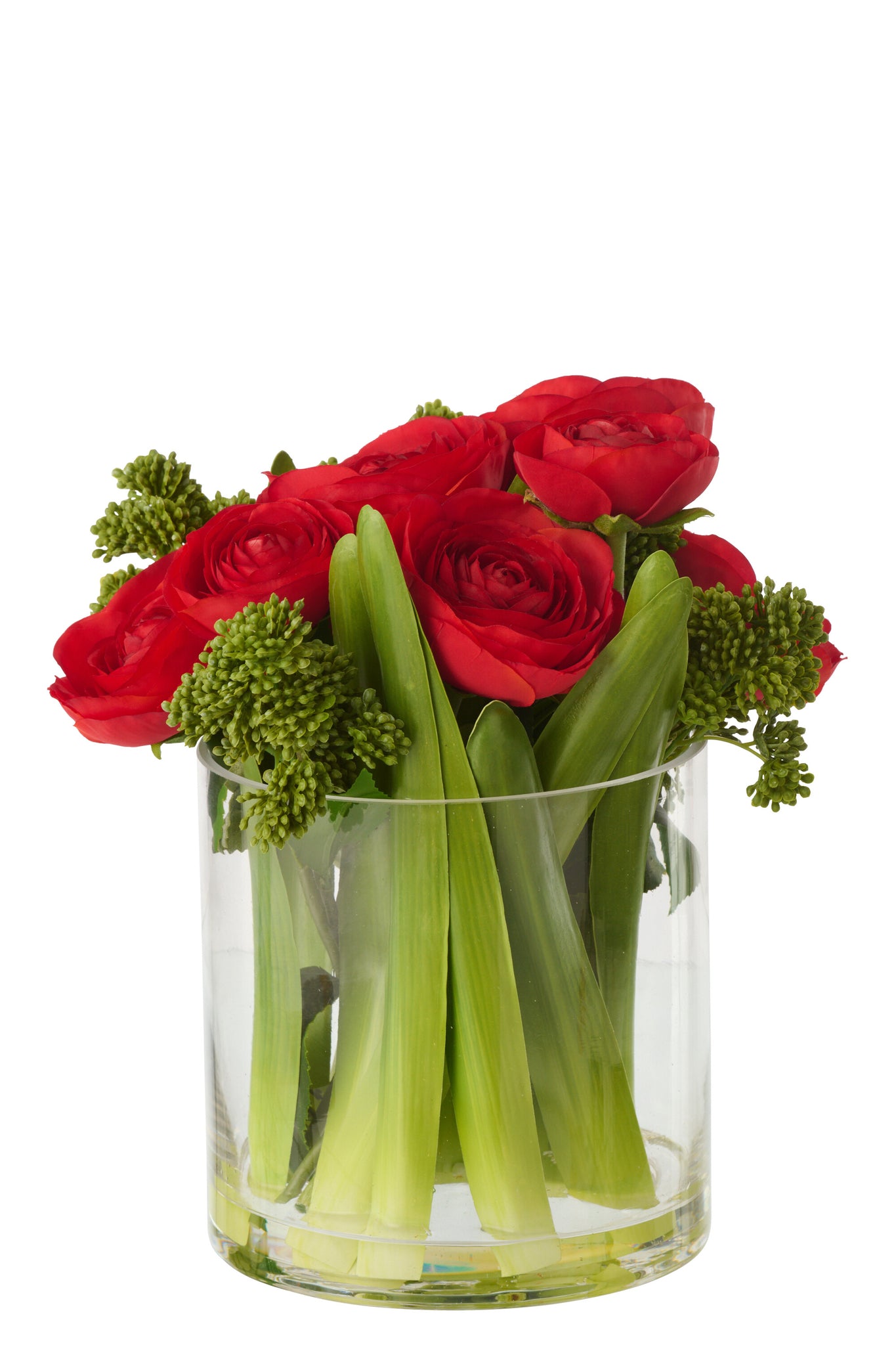Ranunculus In Vase Fabric Red/Transparent Large - Tuincentrum Lopik