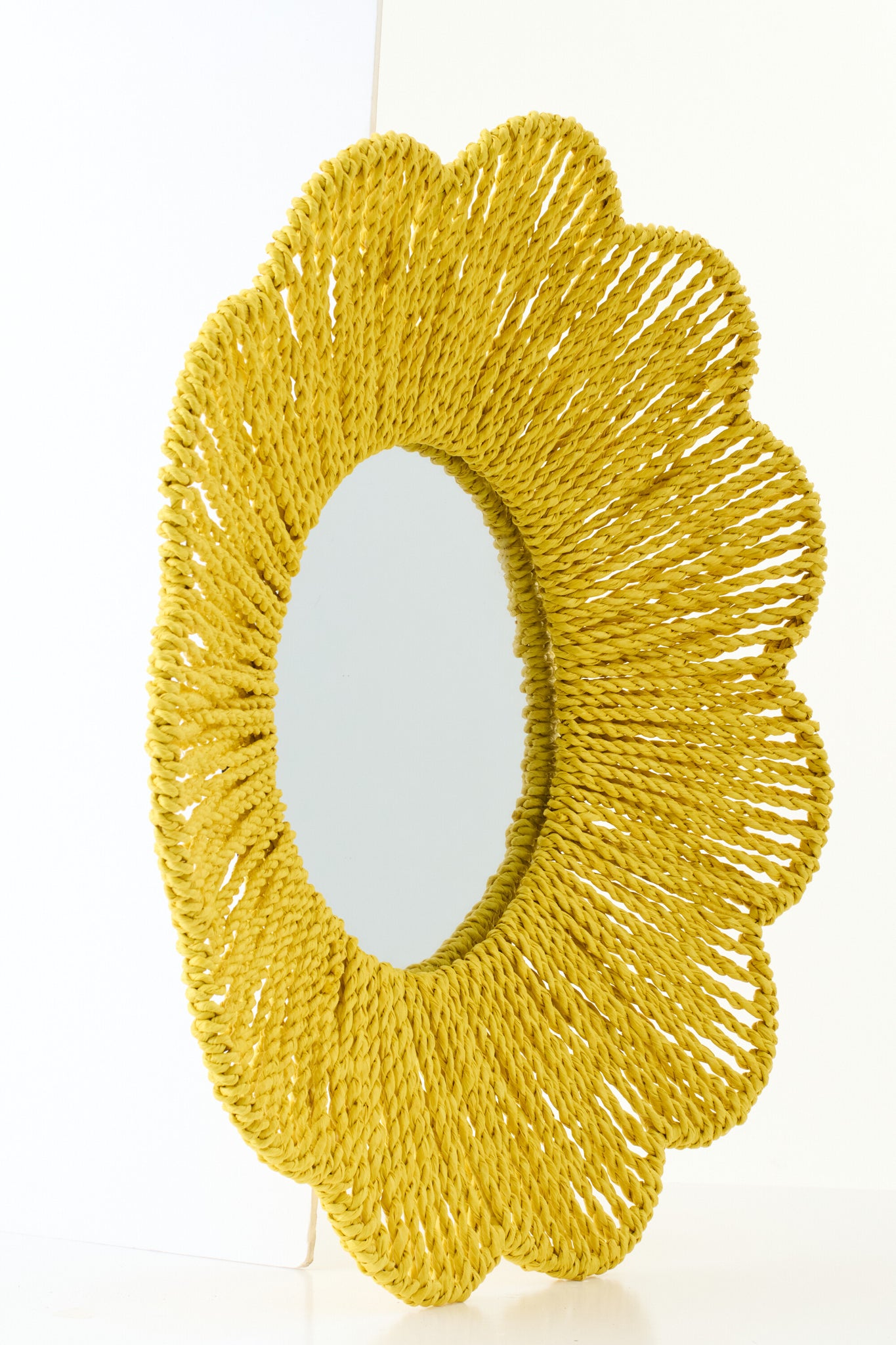 J-LINE WANDSPIEGEL RAFFIA GEEL - Tuincentrum Lopik