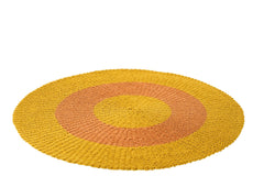J-LINE VLOERKLEED GESTREEPT RAFFIA GEEL 150X150 CM