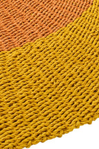 J-LINE VLOERKLEED GESTREEPT RAFFIA GEEL 150X150 CM