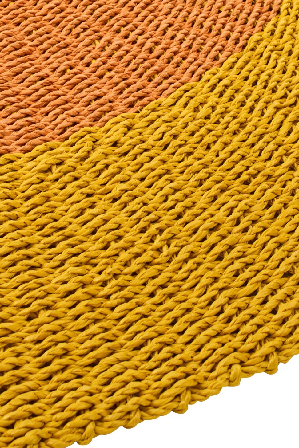 J-LINE VLOERKLEED GESTREEPT RAFFIA GEEL 150X150 CM