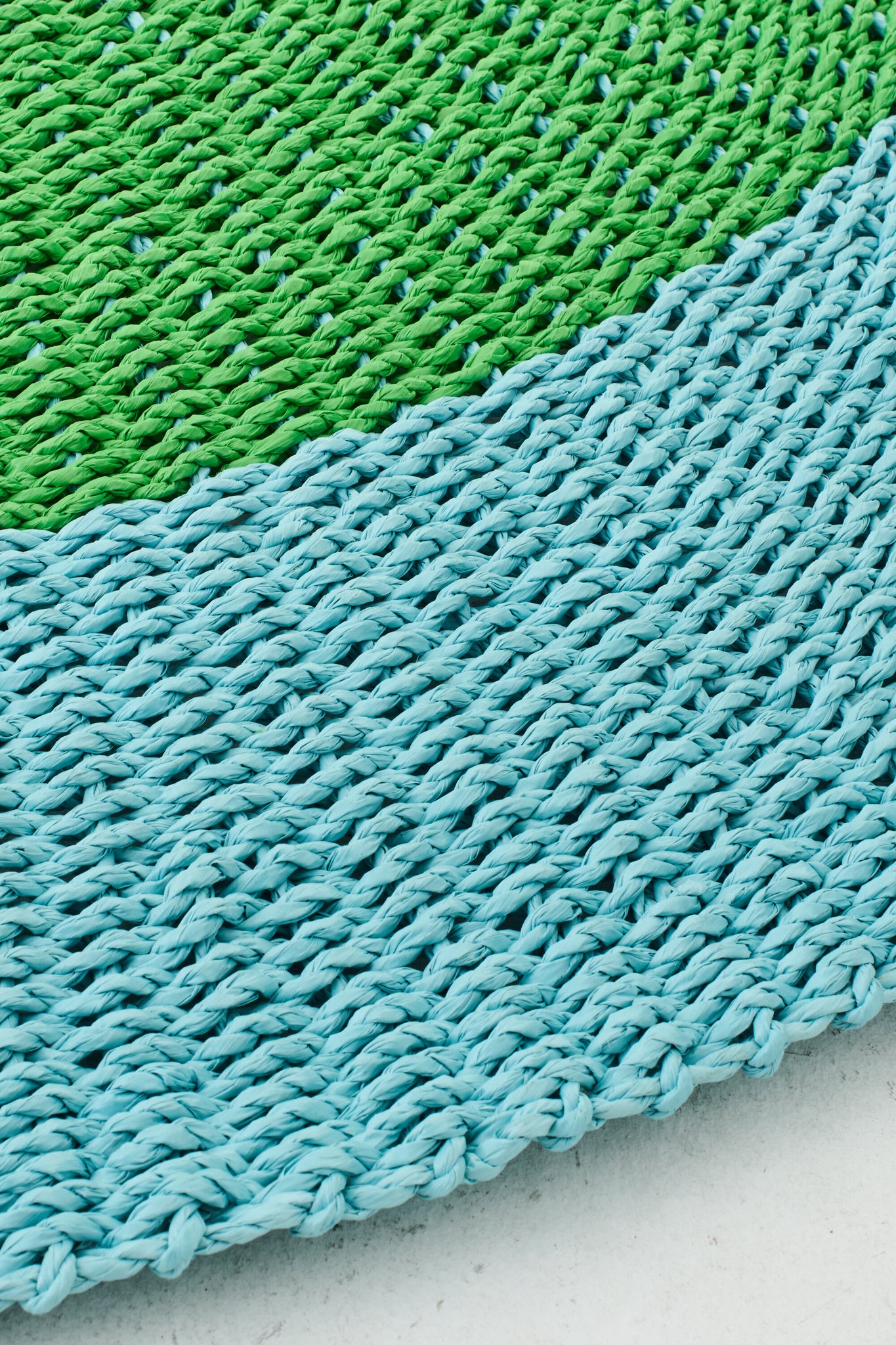 Rug Striped Raffia Light Blue/Green - Tuincentrum Lopik