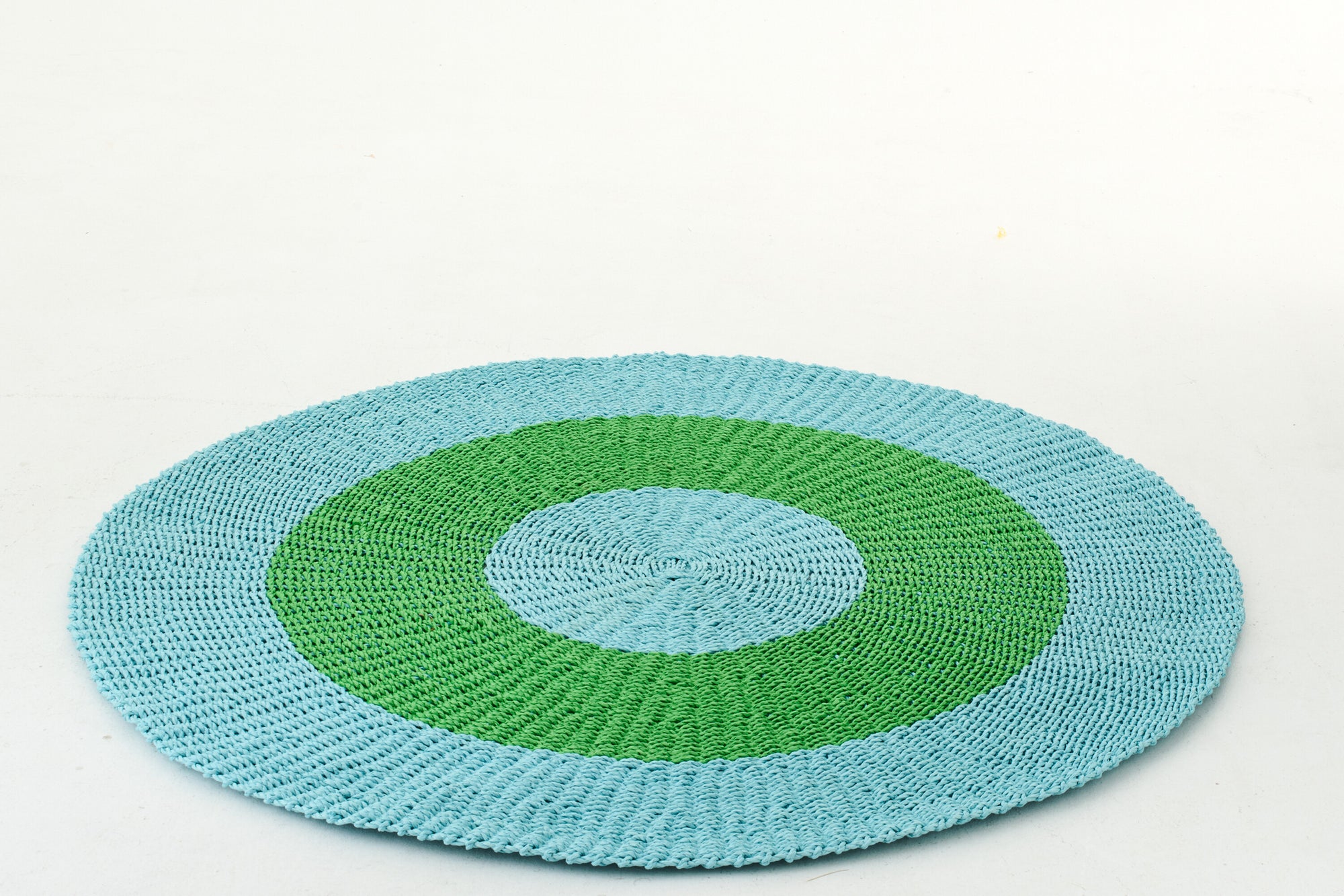Rug Striped Raffia Light Blue/Green - Tuincentrum Lopik