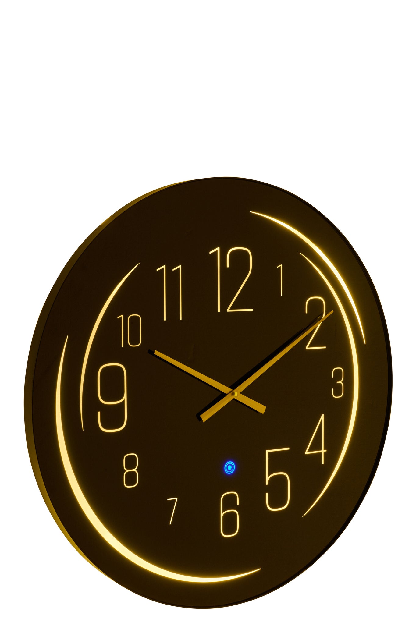 J-LINE WALL CLOCK LED YELLOW LIGHT GLASS BLACK - Tuincentrum Lopik