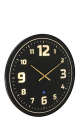 J-LINE WALL CLOCK LED YELLOW LIGHT GLASS BLACK - Tuincentrum Lopik