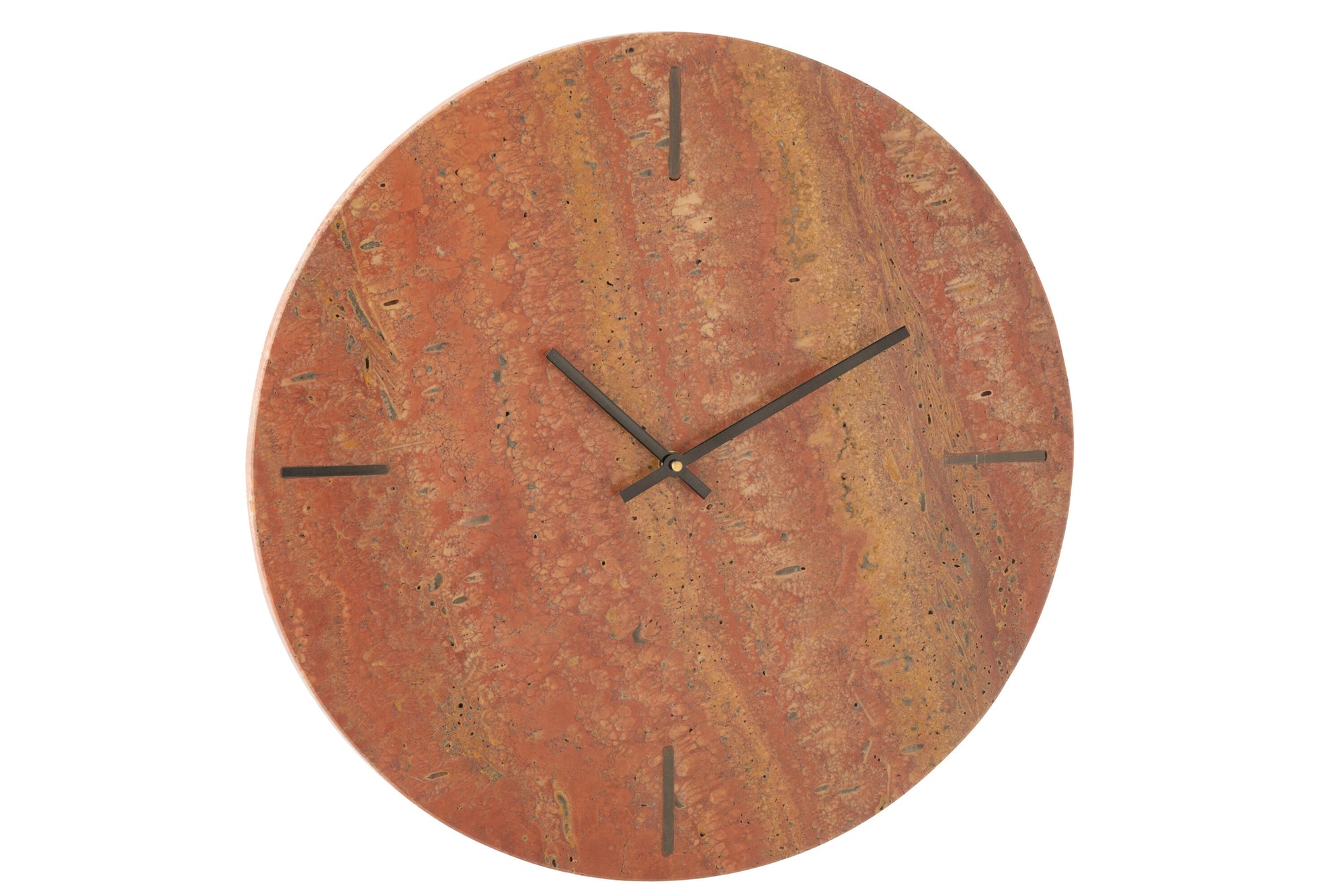 J-LINE WANDKLOK ROND MARMER TERRACOTTA/ZWART - Tuincentrum Lopik