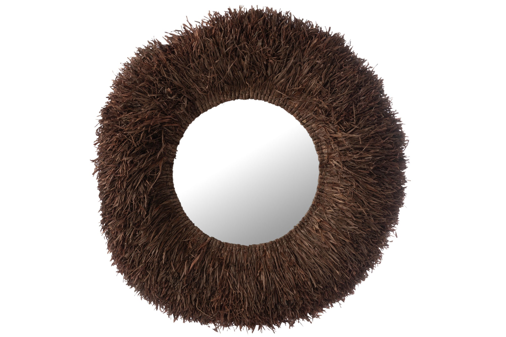 J-LINE WANDSPIEGEL ROND SISAL DONKERBRUIN