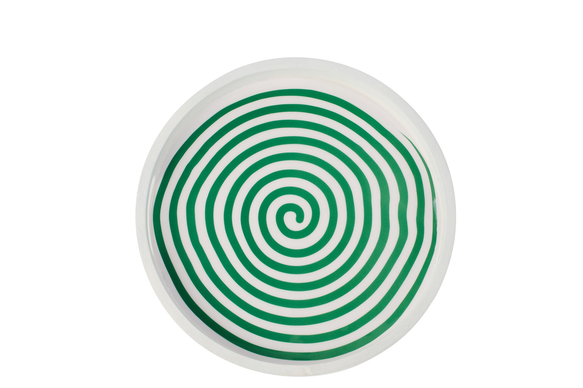J-LINE TRAY ROUND MANGO WOOD GREEN/WHITE