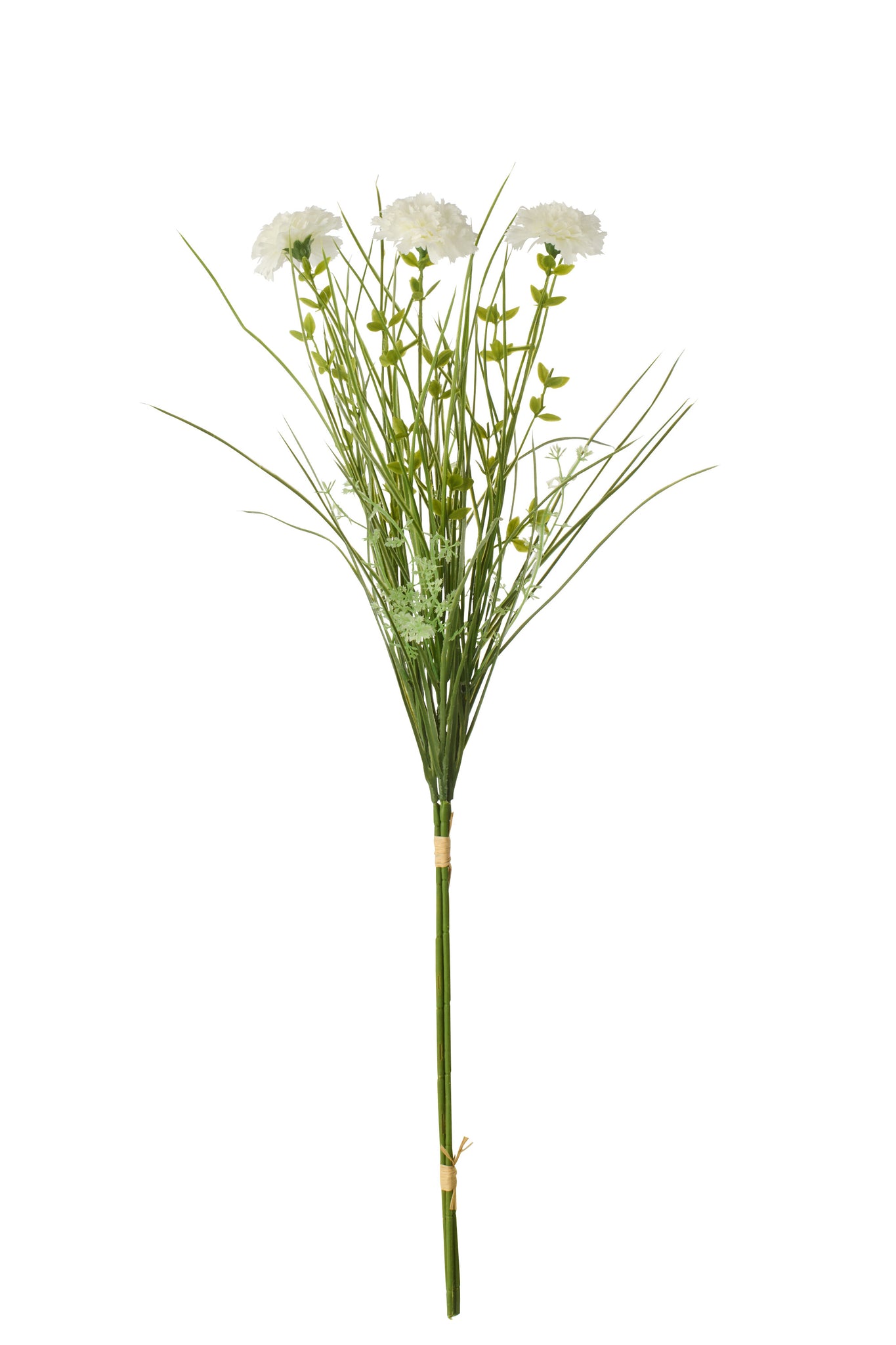 Bundle Of 3 Carnation With Grass Textile White - Tuincentrum Lopik