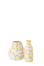 J-LINE VASE FLOWERS DOLOMITE WHITE/LIGHT YELLOW