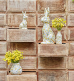 J-LINE VASE FLOWERS DOLOMITE WHITE/LIGHT YELLOW