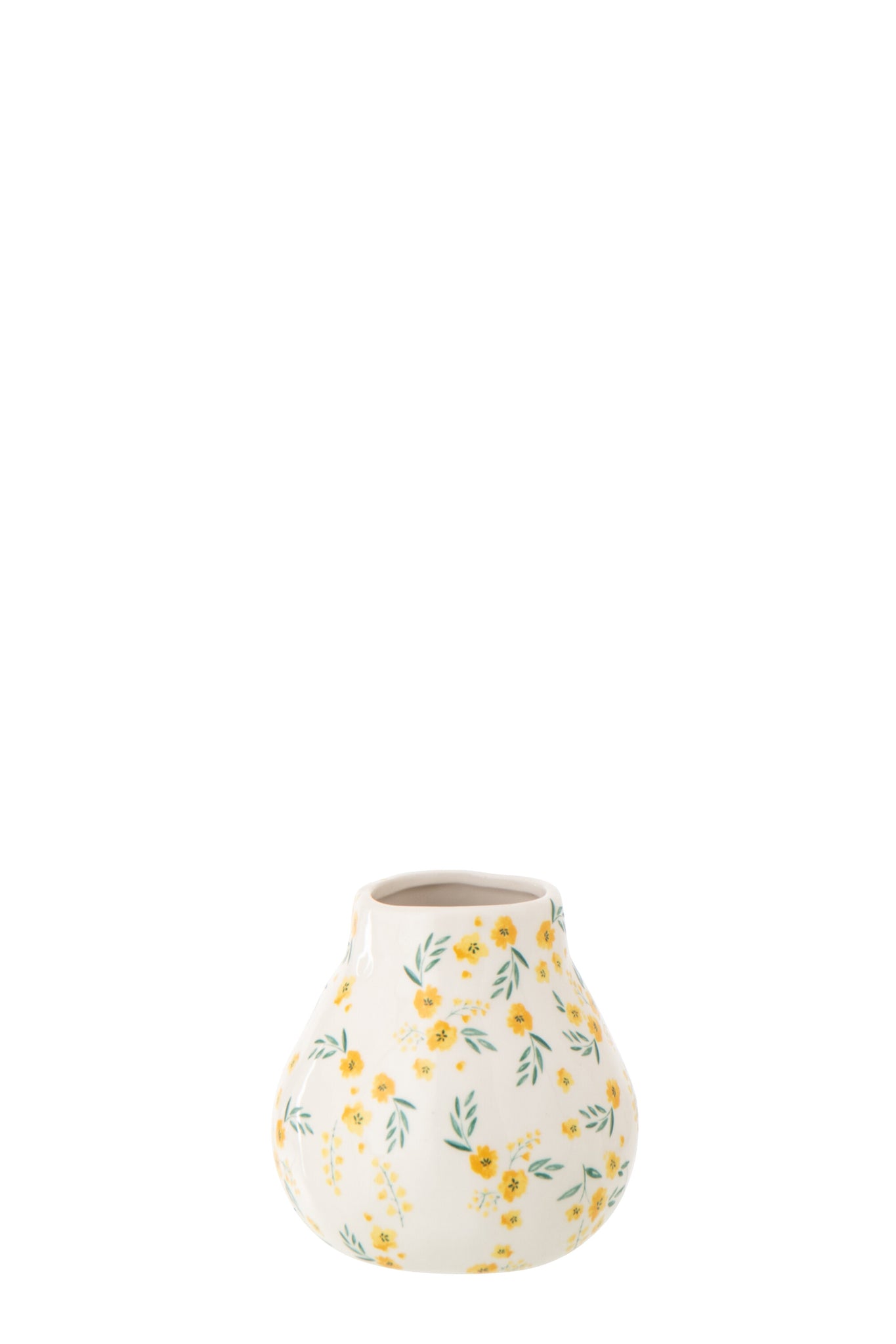 J-LINE VASE FLOWERS DOLOMITE WHITE/LIGHT YELLOW