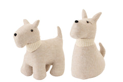 Doorstop Dog + Scarf Polyester Beige Small Assortment Of 2 - Tuincentrum Lopik