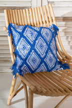 J-LINE KUSSEN ORIENTAALS PATROON KATOEN BLAUW/WIT - Tuincentrum Lopik
