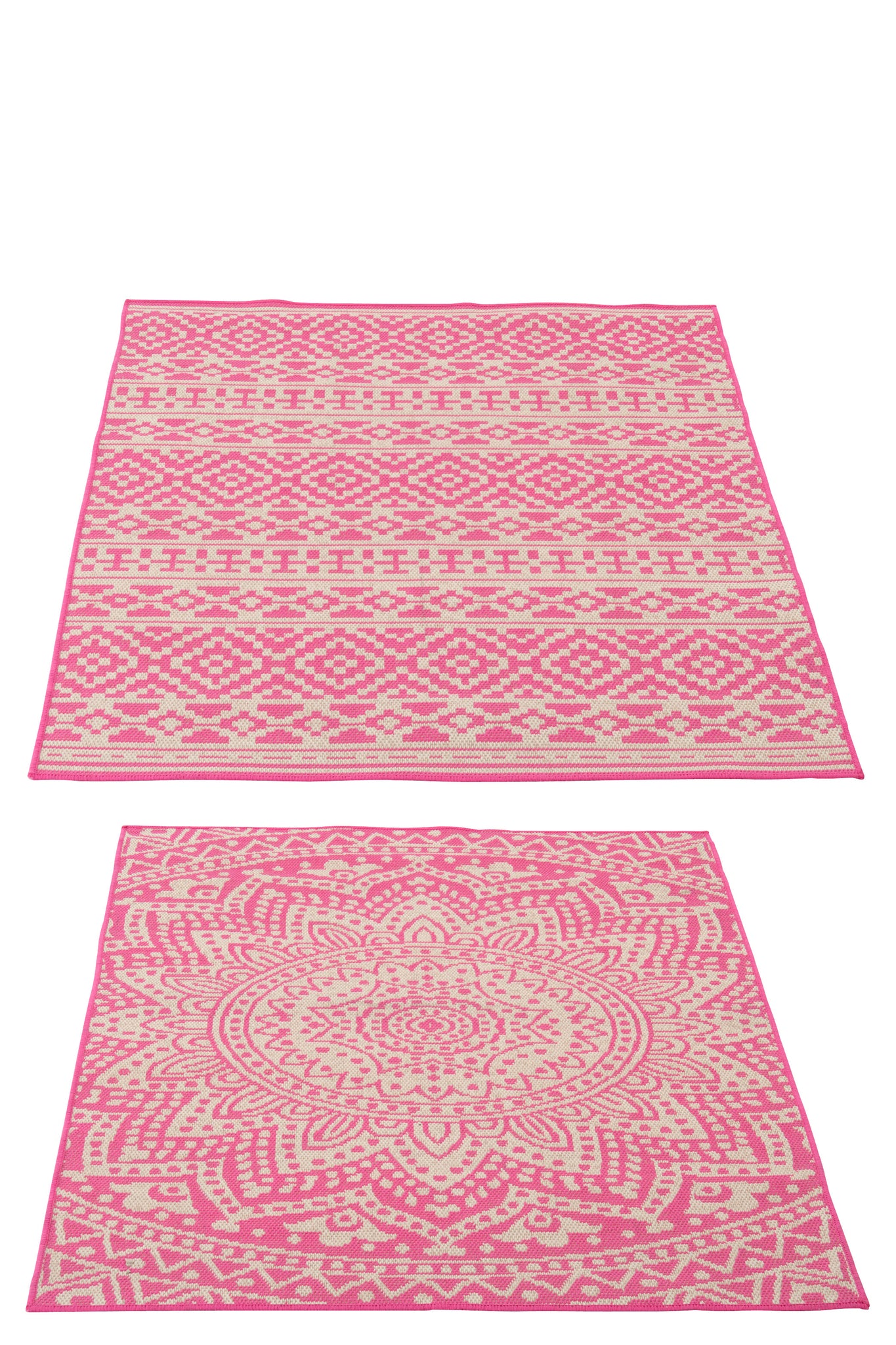 J-LINE BUITENKLEED MOZAÏEK POLYPROPYLENE ROZE/WIT 170 X 120 CM SET VAN 2 - Tuincentrum Lopik