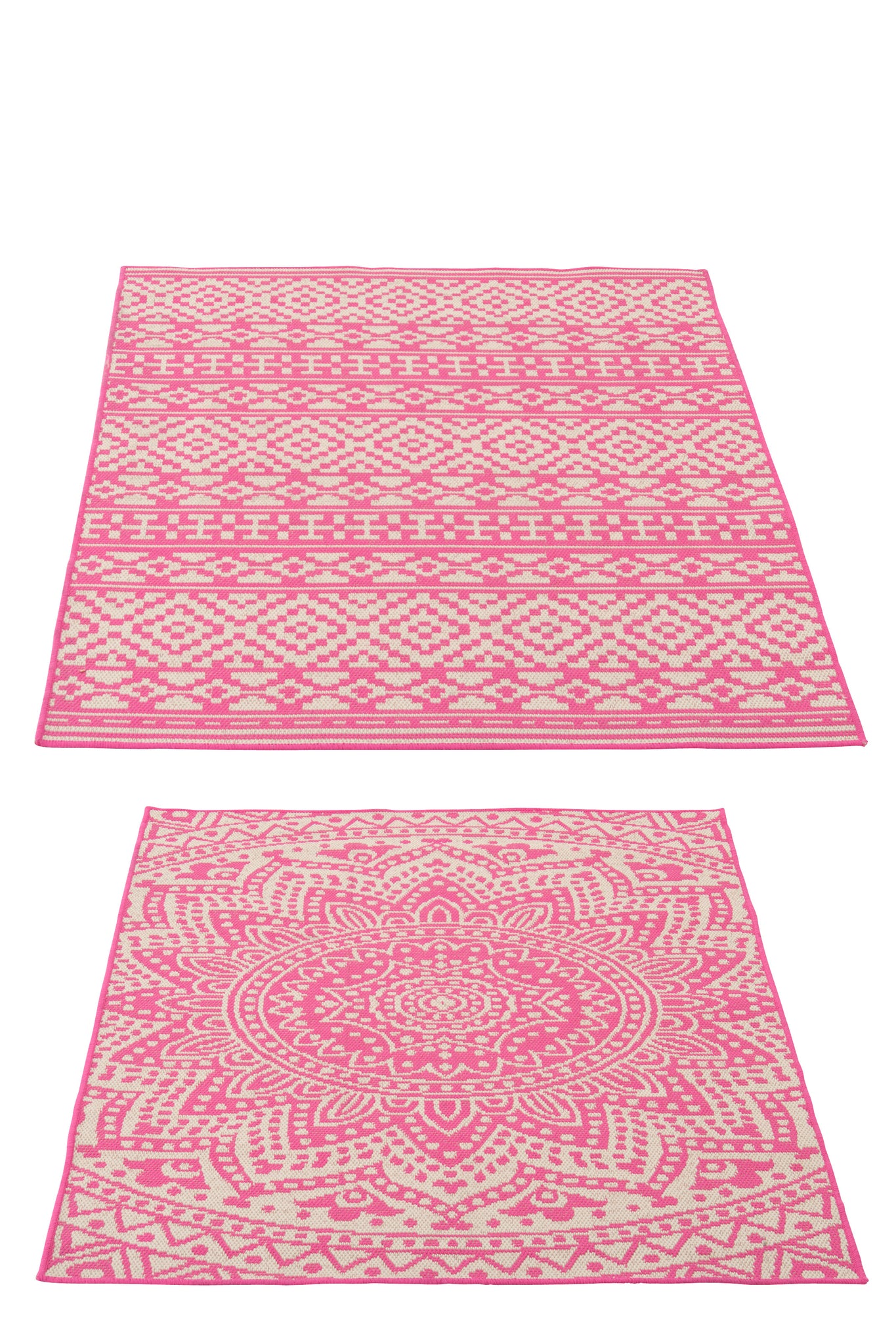 J-LINE BUITENKLEED MOZAÏEK POLYPROPYLENE ROZE/WIT 170 X 120 CM SET VAN 2 - Tuincentrum Lopik