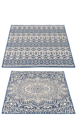 Rug Outdoor Mosaic Polypropylene Dark Blue/White Assortment Of 2 - Tuincentrum Lopik
