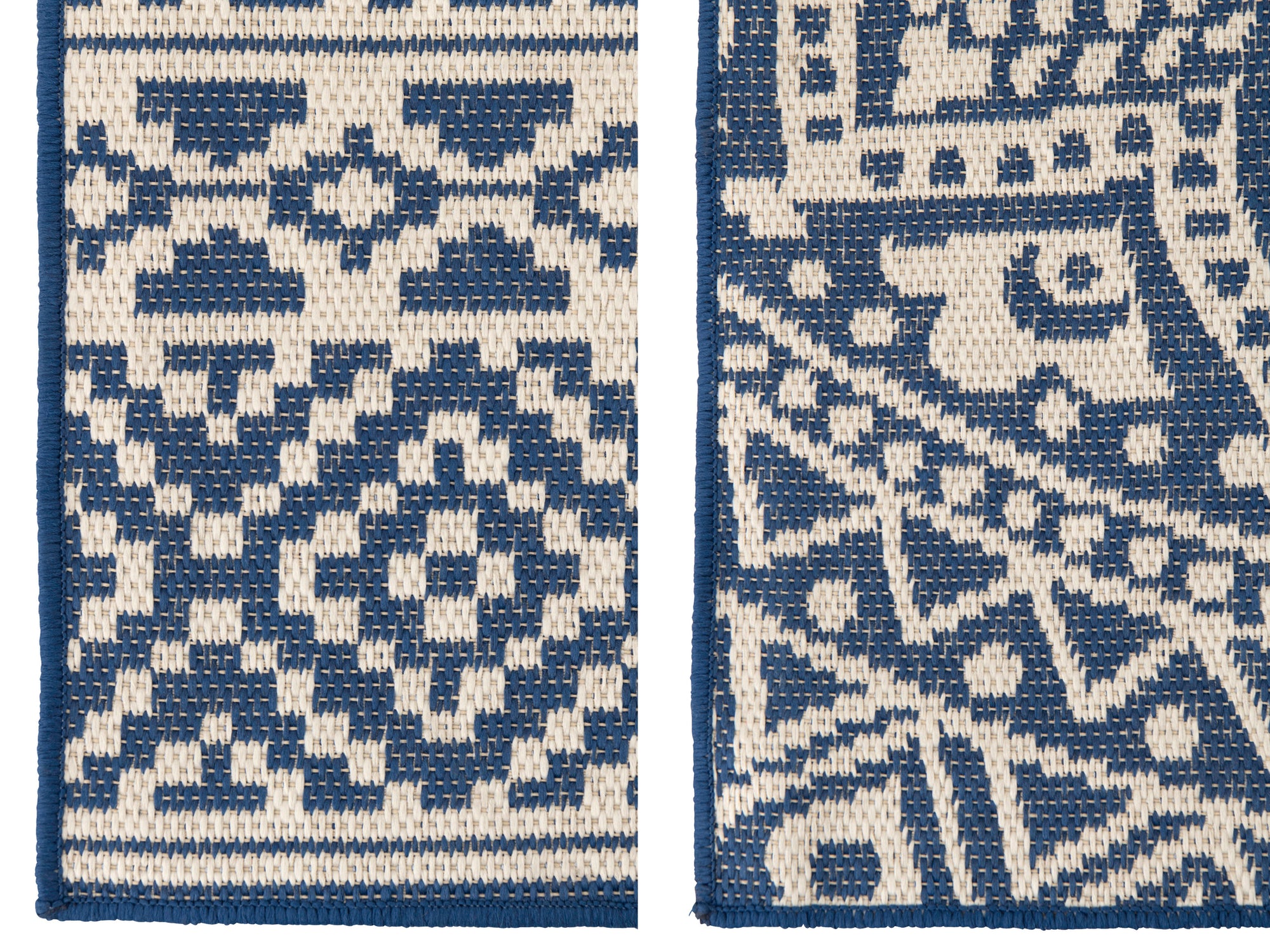Rug Outdoor Mosaic Polypropylene Dark Blue/White Assortment Of 2 - Tuincentrum Lopik
