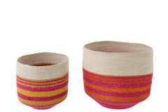J-LINE SET OF 2 BASKET STRIPED SEAGRASS MULTI