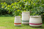 J-LINE SET OF 3 BASKET WITH HANDLE STRIPED SEAGRASS MULTI