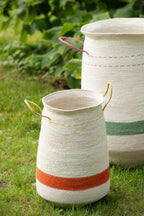 J-LINE SET OF 3 BASKET WITH HANDLE STRIPED SEAGRASS MULTI