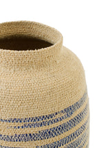 J-LINE BASKET STRIPED SEAGRASS/GLASS NATURAL/BLUE - Tuincentrum Lopik