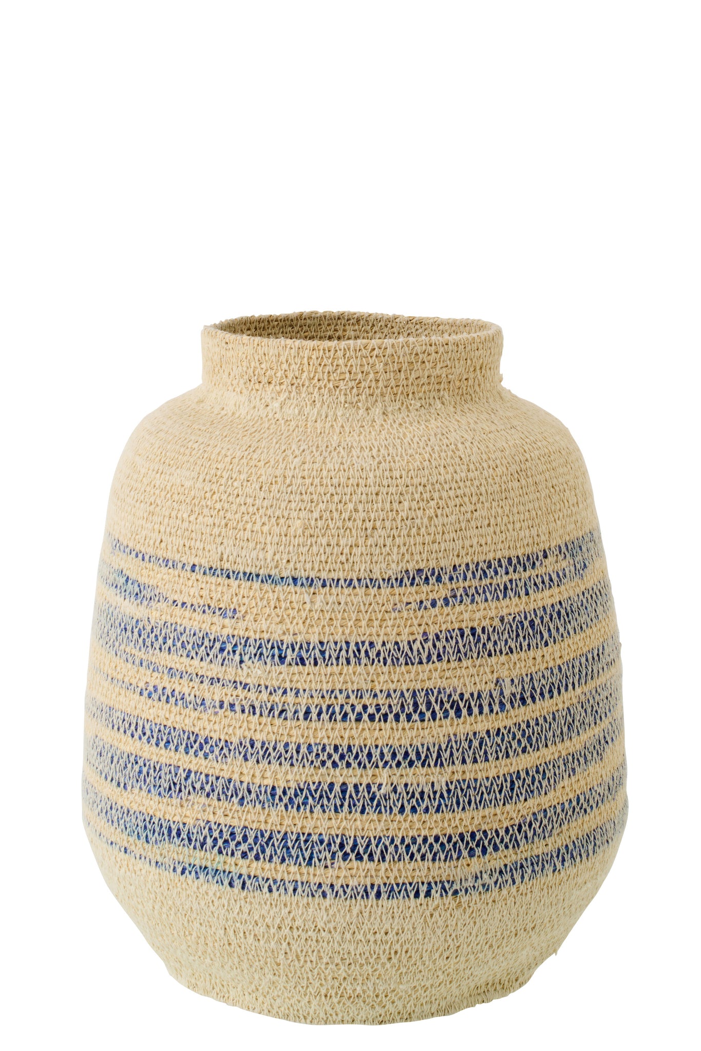 J-LINE BASKET STRIPED SEAGRASS/GLASS NATURAL/BLUE