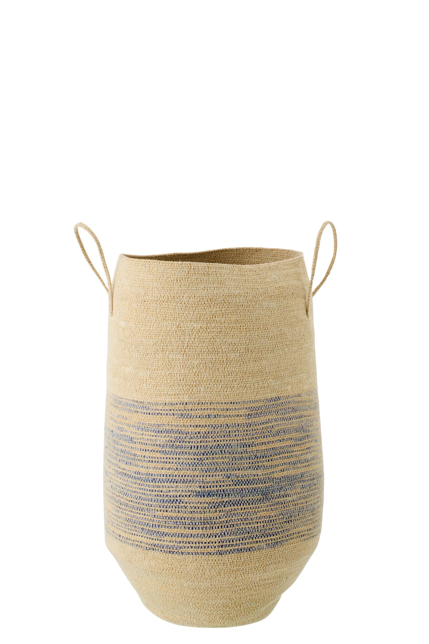 J-LINE BASKET WITH HANDLE STRIPED SEAGRASS NATURAL/BLUE