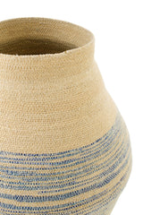 J-LINE MAND GESTREEPT ZEEGRAS NATUREL/BLAUW SMALL 40X40XH50CM - Tuincentrum Lopik