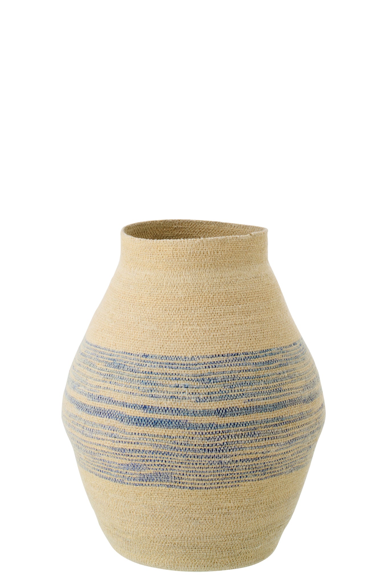 J-LINE MAND GESTREEPT ZEEGRAS NATUREL/BLAUW SMALL 40X40XH50CM - Tuincentrum Lopik