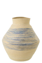 J-LINE MAND GESTREEPT ZEEGRAS NATUREL/BLAUW LARGE 56X56XH70CM - Tuincentrum Lopik