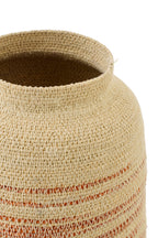 J-LINE BASKET STRIPED SEAGRASS NATURAL/DARK ORANGE - Tuincentrum Lopik