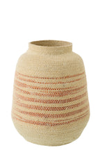J-LINE BASKET STRIPED SEAGRASS NATURAL/DARK ORANGE - Tuincentrum Lopik