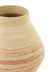 J-LINE BASKET STRIPED SEAGRASS NATURAL/DARK ORANGE - Tuincentrum Lopik