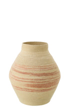 J-LINE BASKET STRIPED SEAGRASS NATURAL/DARK ORANGE - Tuincentrum Lopik