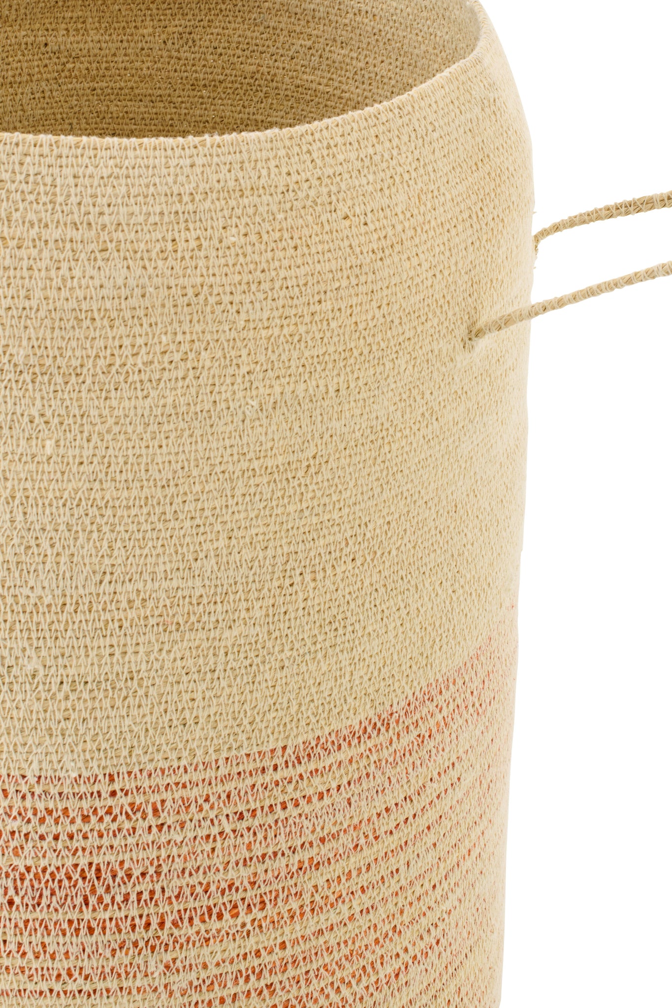 J-LINE MAND MET HANDVAT GESTREEPT ZEEGRAS NATUREL/DONKERORANJE 34X34XH60CM - Tuincentrum Lopik