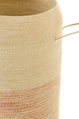 J-LINE MAND MET HANDVAT GESTREEPT ZEEGRAS NATUREL/DONKERORANJE 34X34XH60CM - Tuincentrum Lopik