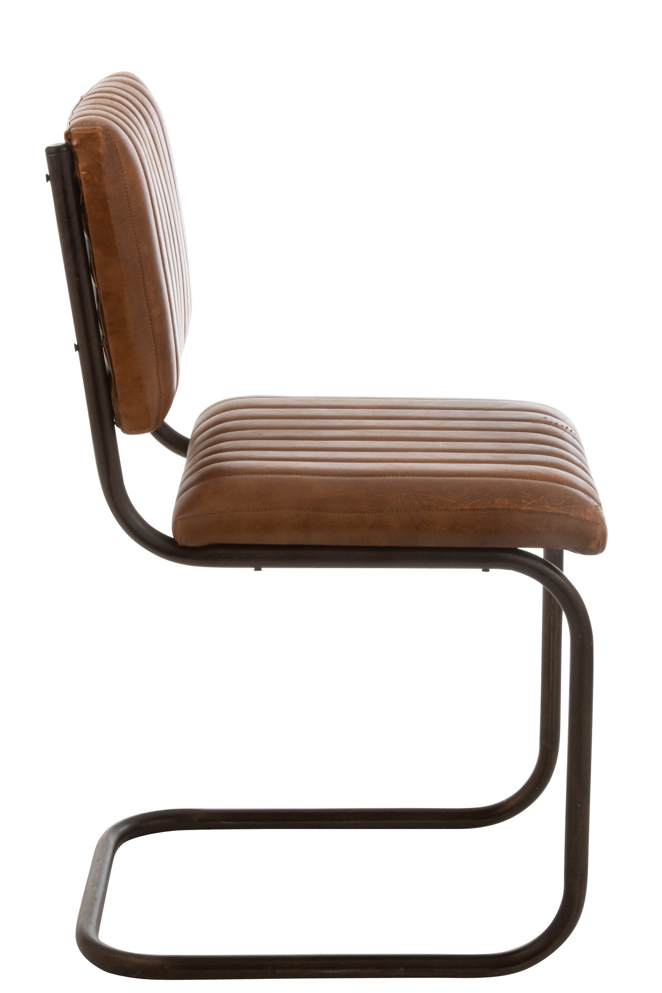 J-LINE MODERNE STOEL LEER/METAAL COGNAC - Tuincentrum Lopik
