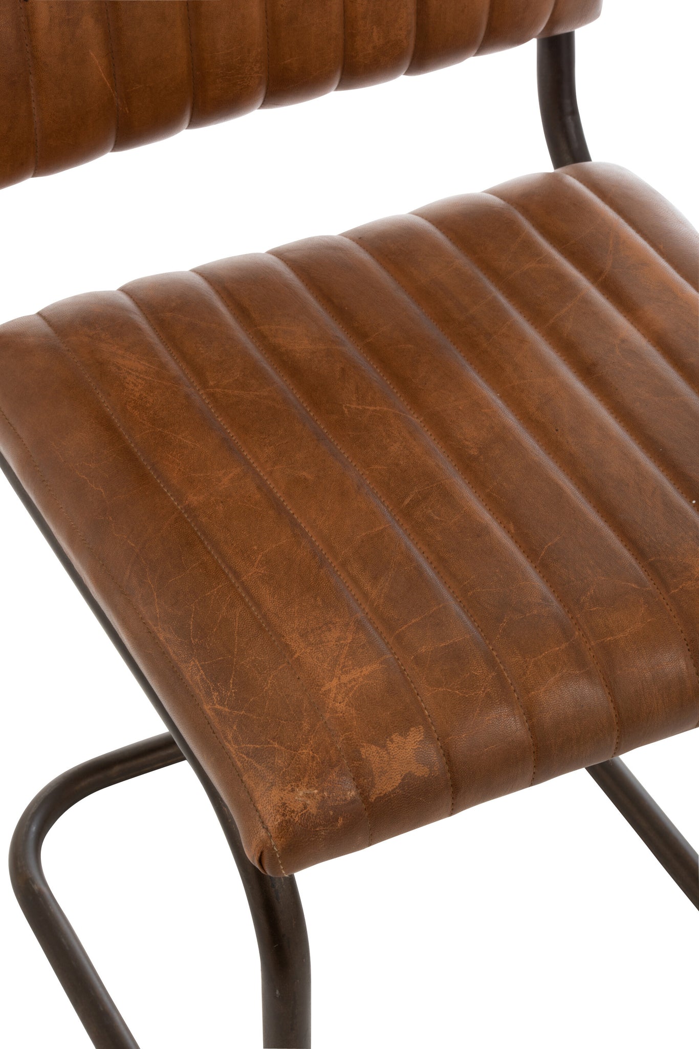 J-LINE MODERNE STOEL LEER/METAAL COGNAC - Tuincentrum Lopik