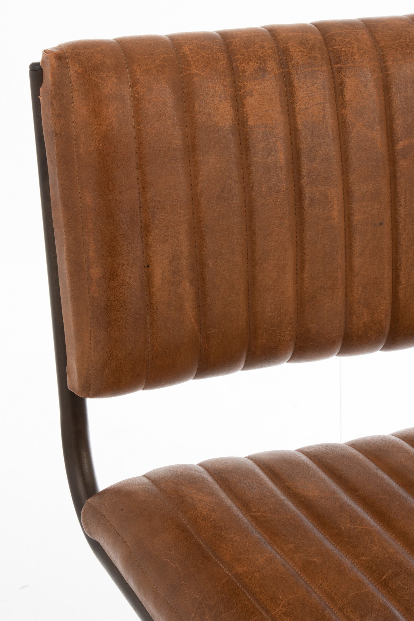 J-LINE MODERNE STOEL LEER/METAAL COGNAC - Tuincentrum Lopik