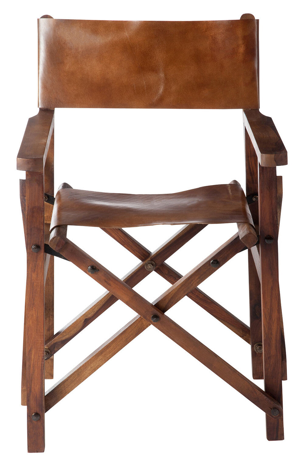 Directe stoel opvouwbaar hout/leer cognac Xx - Tuincentrum Lopik