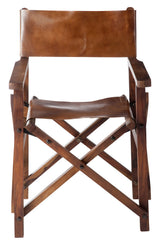 Directe stoel opvouwbaar hout/leer cognac Xx - Tuincentrum Lopik