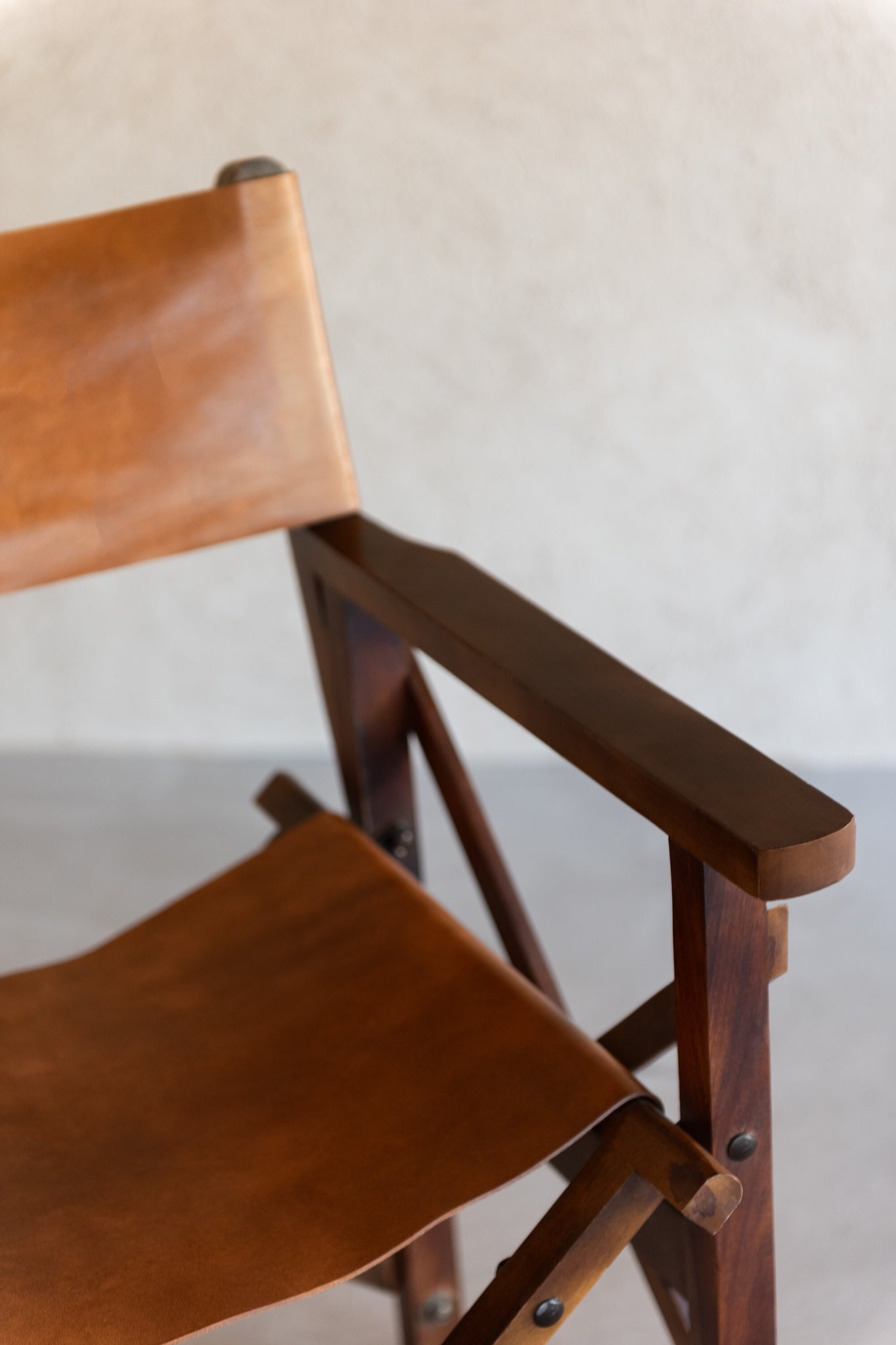 Directe stoel opvouwbaar hout/leer cognac Xx - Tuincentrum Lopik