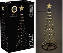 Kerstboom - Vlaggenmast - 150Cm - 154 Led - Zwart Frame - Warm Wit