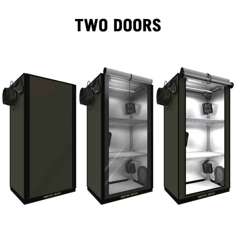 SECRET JARDIN GR60 THE ORIGINAL 60 COMPLETE KWEEKTENT SET MET 60 WATT VERLICHTING, CIRCULATIE EN AFZUIGING 60 X 40 X 116 CM