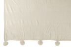 J-LINE PLAID POMPOM POLYESTER BEIGE/MINT - Tuincentrum Lopik